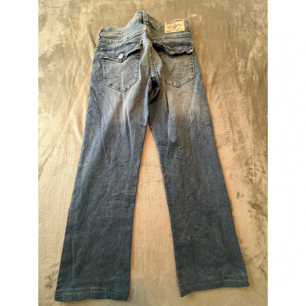 True Religion Ricky Relaxed Straight Jeans Mens 32 Blue Flap Pocket